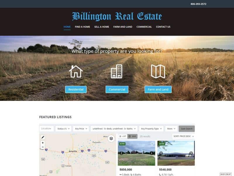 Billington Real Estate Plainview Website Design Project