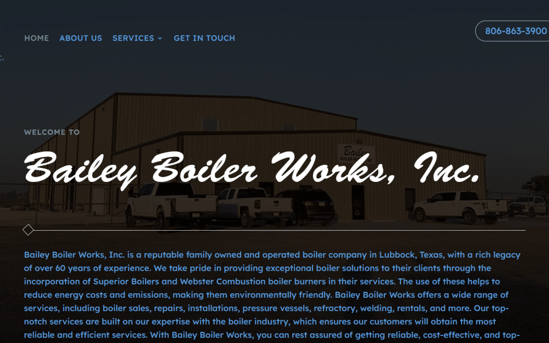 Enhancing Online Presence: Your Web Pro LLC collaborates with Bailey Boiler, a Trusted Family-Owned Boiler Company in Lubbock, Texas