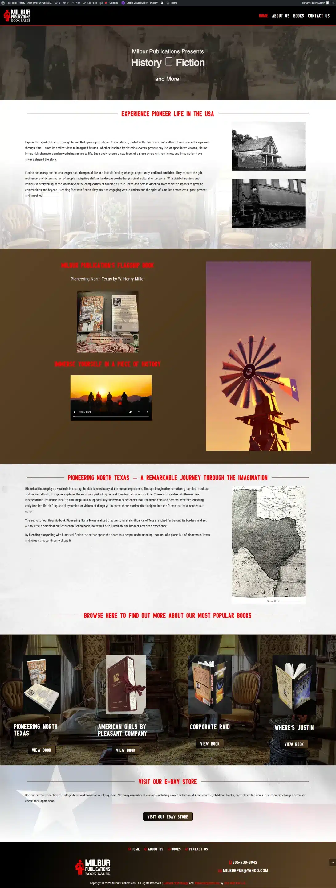 Home - Texas History Fiction _ Milbur Publications (1) website